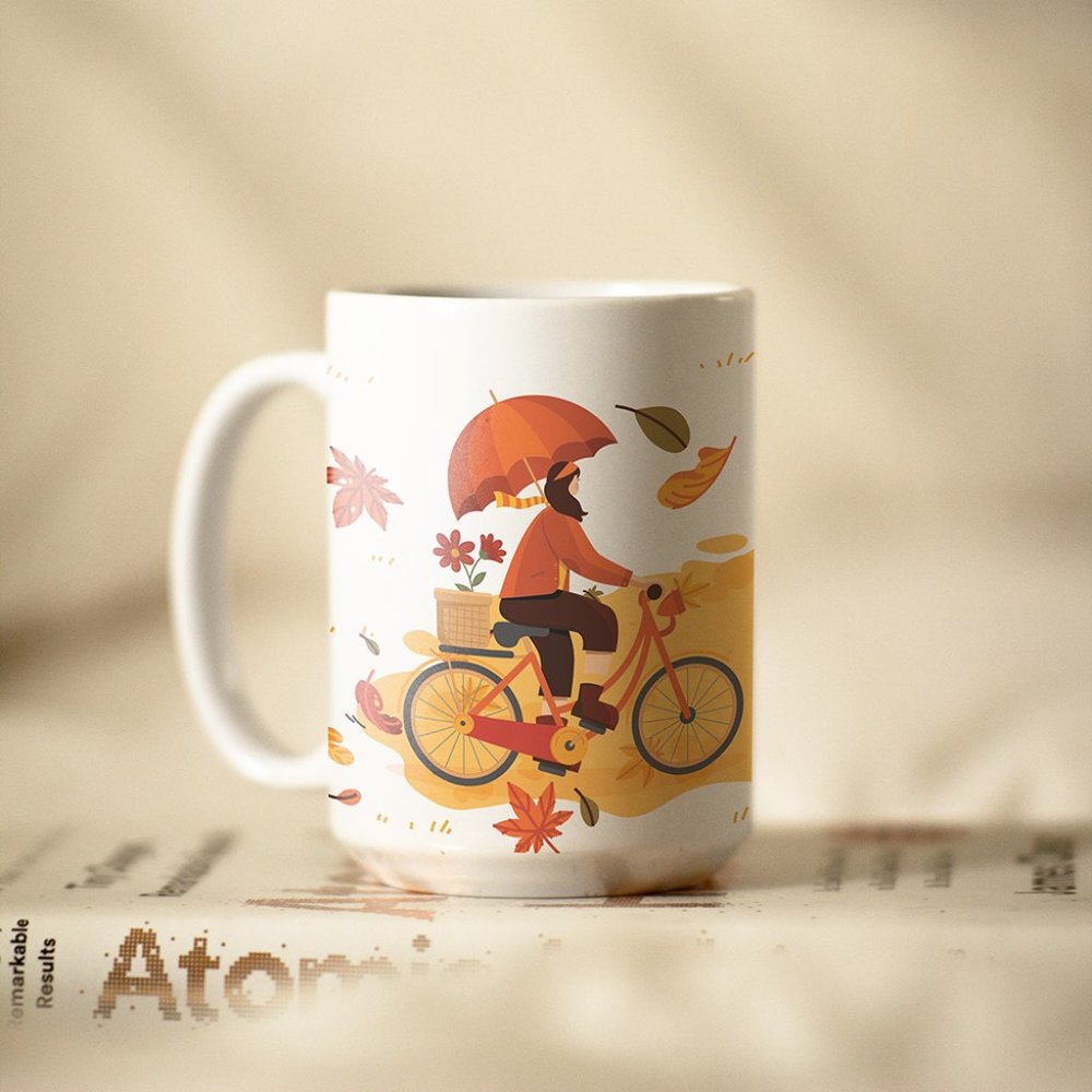 Welcome Autumn Coffee Mug. Thanksgiving Coffee Cup. Fall 15oz Ceramic Mug.